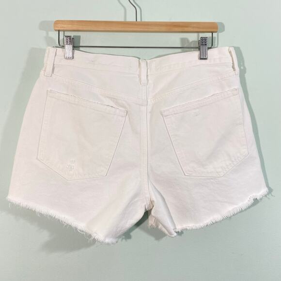 Abercrombie & Fitch Women White Distressed Mid Rise Boyfriend Shorts Size 12 - Picture 7 of 7